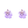 Ins Style Alloy Diamond-embedded Fabric Flower Earrings For Women