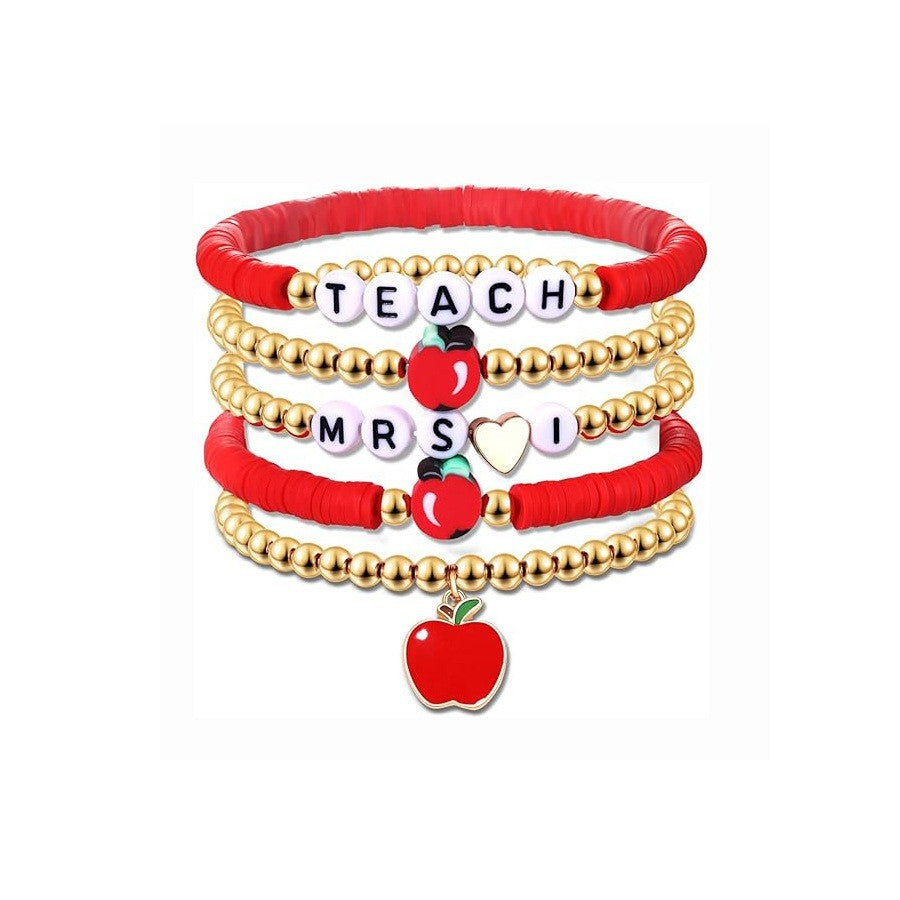 Letter Polymer Clay Beaded Bracelet
