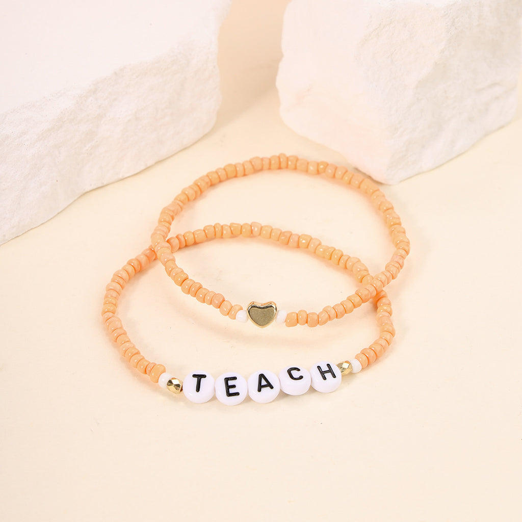 Handmade Beaded All-match Letters Combination Mixed Color Bracelet