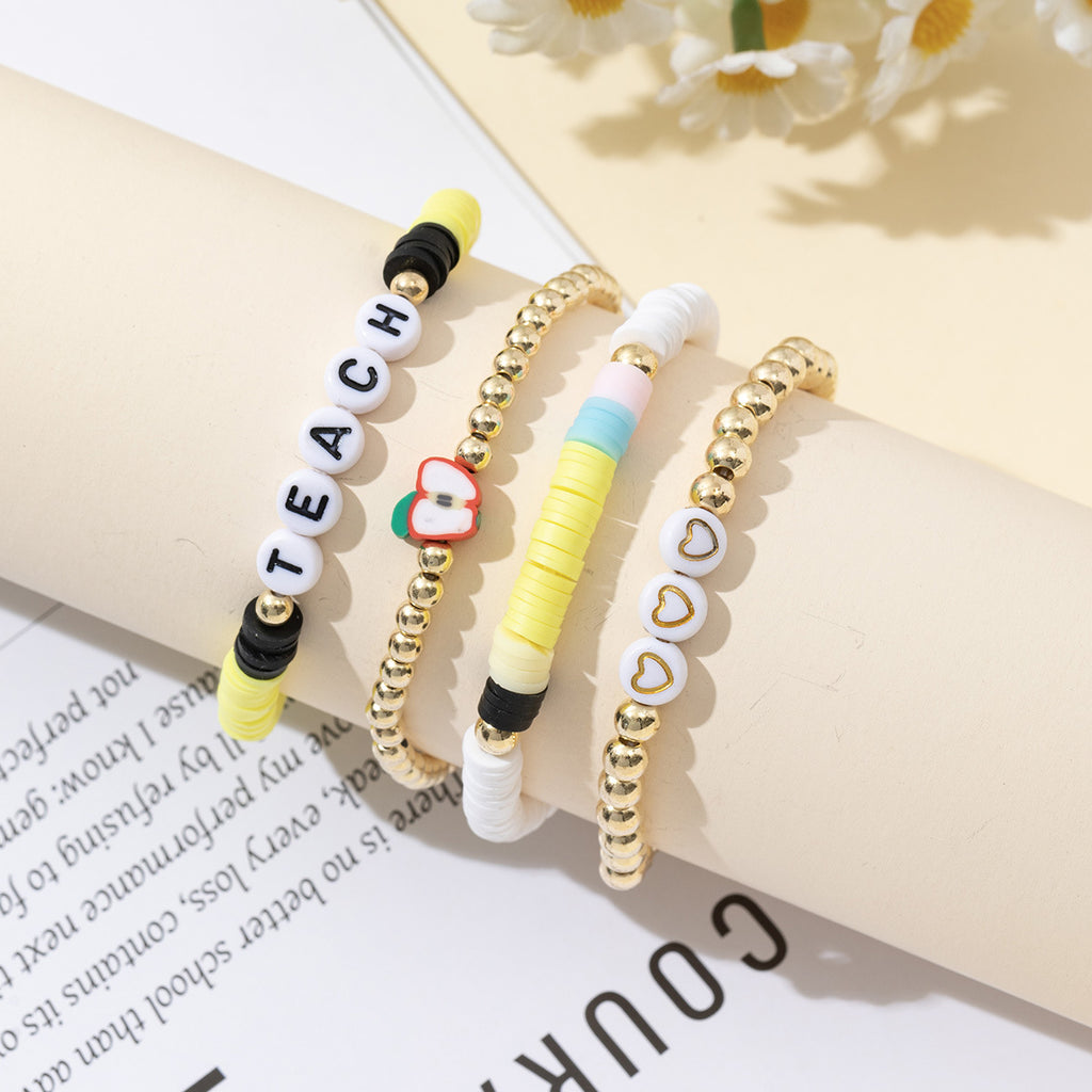 Letter Polymer Clay Beaded Bracelet