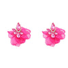 Ins Style Alloy Diamond-embedded Fabric Flower Earrings For Women