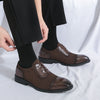 Men's Thick-soled Raised Round Toe Lace-up Business Leather Shoes