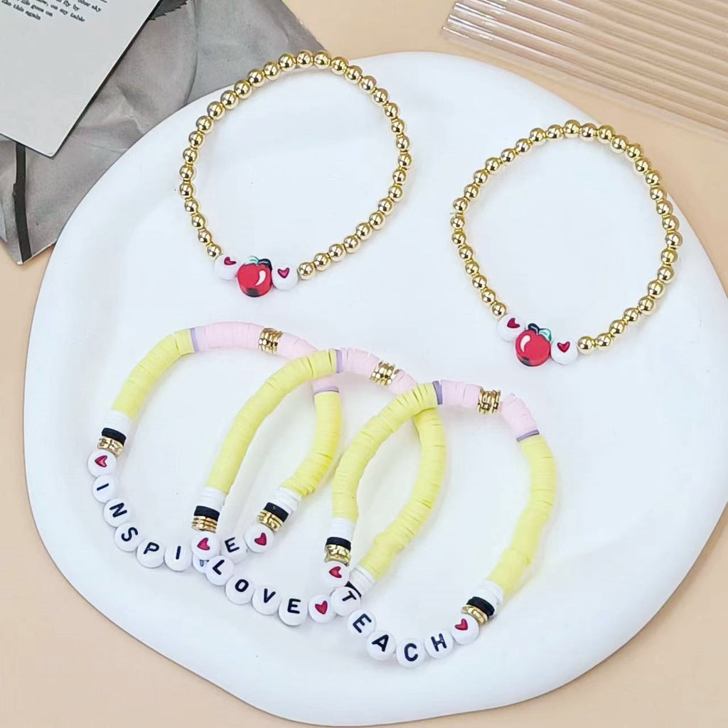 Letter Polymer Clay Beaded Bracelet