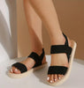 Women's Flat Hemp Rope Embossed Elastic Strap Sandals