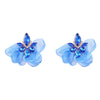 Ins Style Alloy Diamond-embedded Fabric Flower Earrings For Women