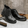 First Layer Cowhide Men's High-top Martin Boots British Formal Wear