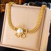 Fashion Stainless Steel Flower Cutout Necklace