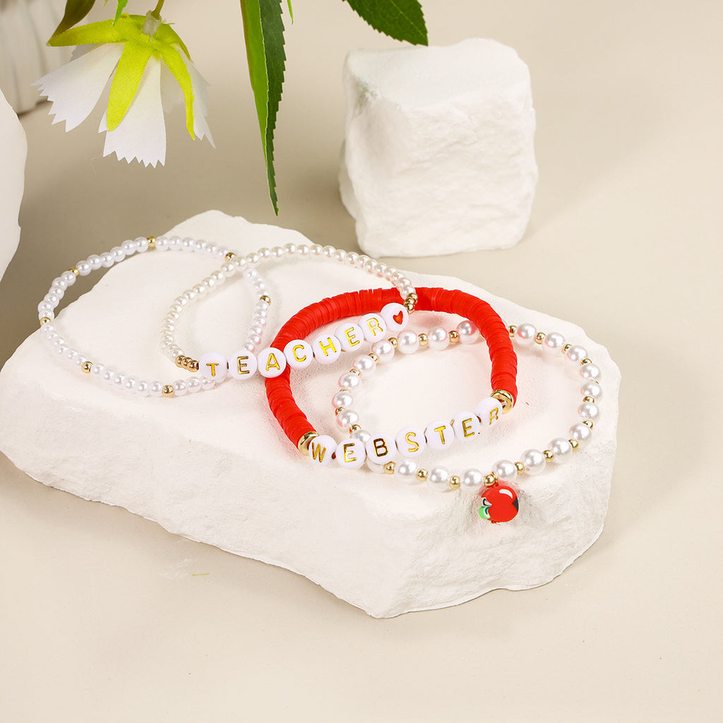 Handmade Beaded All-match Letters Combination Mixed Color Bracelet