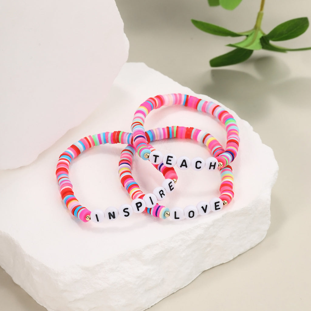 Handmade Beaded All-match Letters Combination Mixed Color Bracelet
