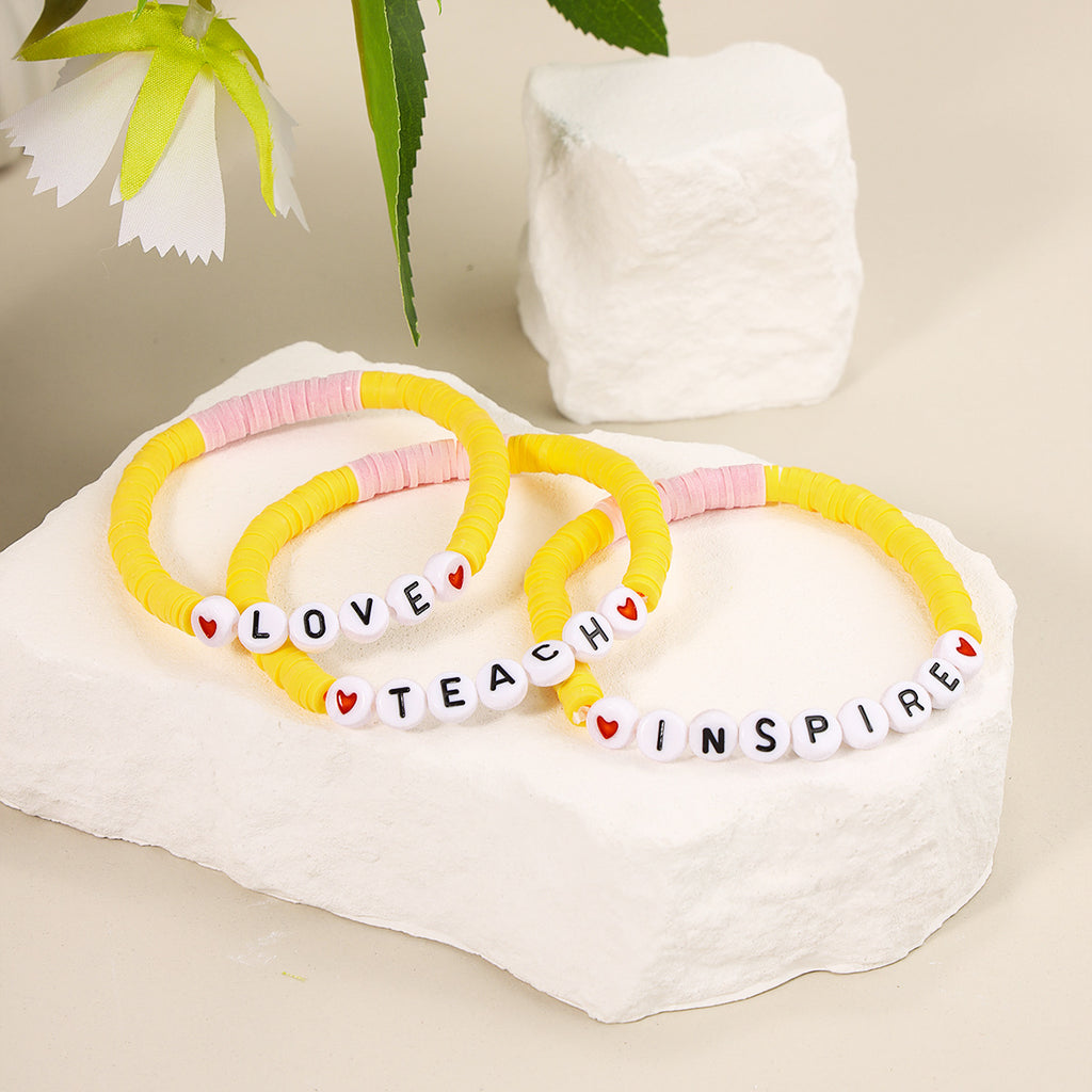Handmade Beaded All-match Letters Combination Mixed Color Bracelet