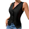 Front Buckle V-shaped Hem Solid Front Lapel Back Strap Elegant Fashion Tops