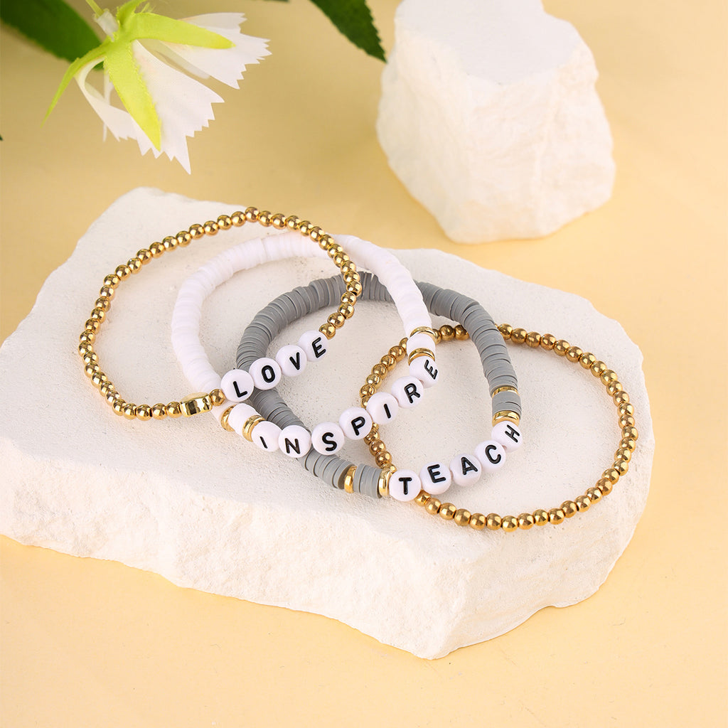 Handmade Beaded All-match Letters Combination Mixed Color Bracelet