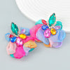 Ins Style Alloy Diamond-embedded Fabric Flower Earrings For Women