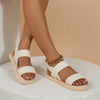 Women's Flat Hemp Rope Embossed Elastic Strap Sandals