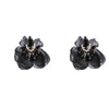 Ins Style Alloy Diamond-embedded Fabric Flower Earrings For Women