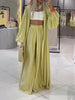 Solid Color Long Sleeve Cardigan & Elastic Waist Pants Set