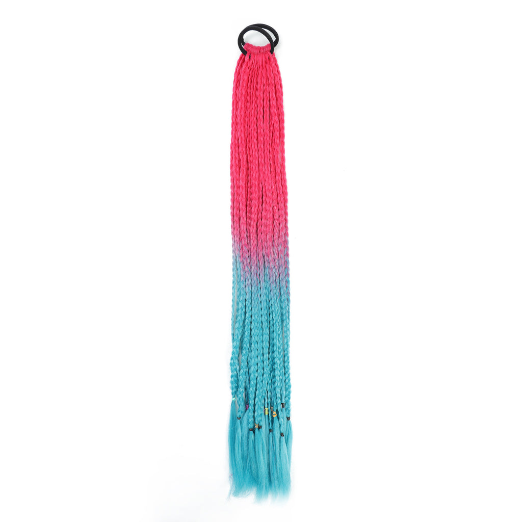 Wig Horse Tail Color Big Braid Chemical Fiber Three-strand Braid Gradient Color Hip Hop Braid Children's Color Small Braid