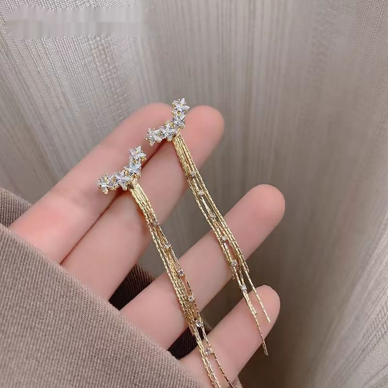Pentagram Tassel Temperament Female Ear Studs