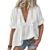 Women's Cut Flower Fur Ball Short-sleeved Lace Shirt