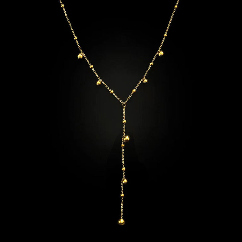 S925 Sterling Silver Beanie Tassel Long Flow Necklace