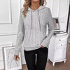 Casual Rib Sunken Stripe Pullover Hooded Long Sleeves Sweater