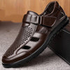 Men's Business Casual Hollow Work With Holes Leather Sandals