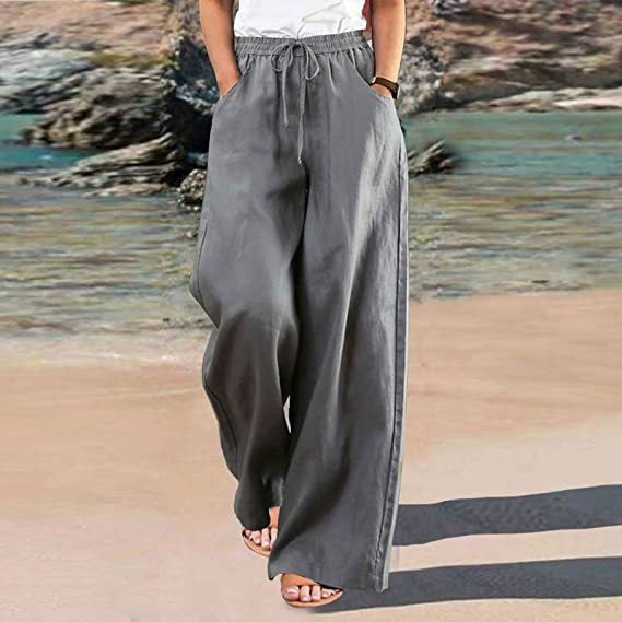 Loose Cotton And Linen Wide Leg Pants