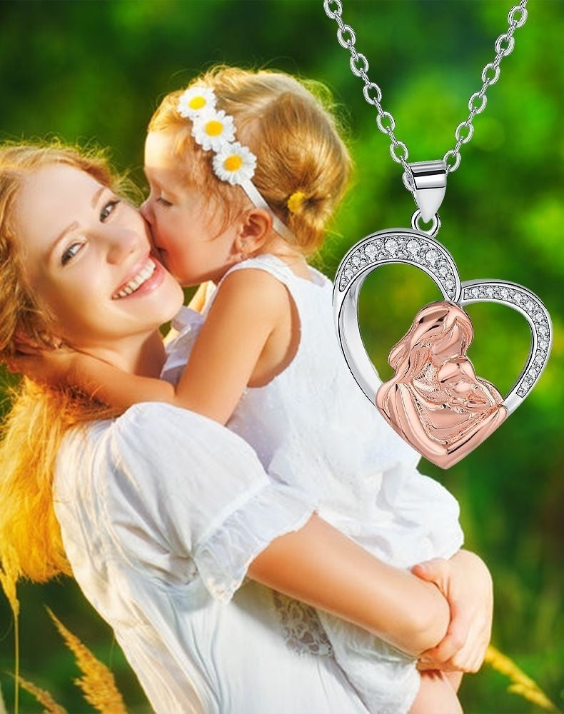My Heart-shaped Necklace In My Mother's Arms Is A Gift For My Mother