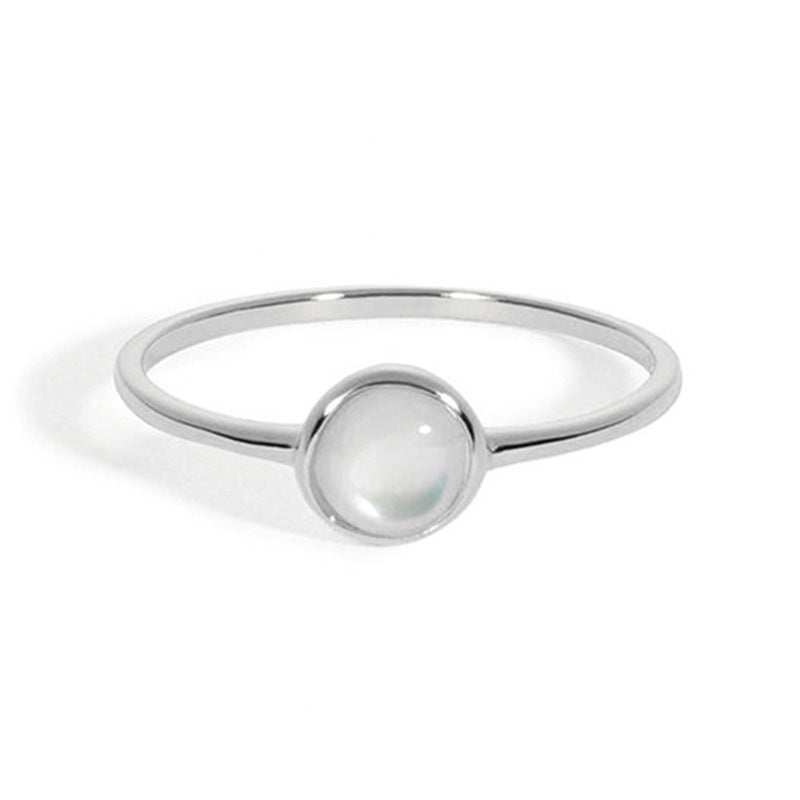 925 Sterling Silver White Shell Ring Female Advanced Design