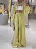 Solid Color Long Sleeve Cardigan & Elastic Waist Pants Set