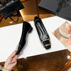 Square Buckle Flats Patent Leather Square Toe Low-cut Shoes