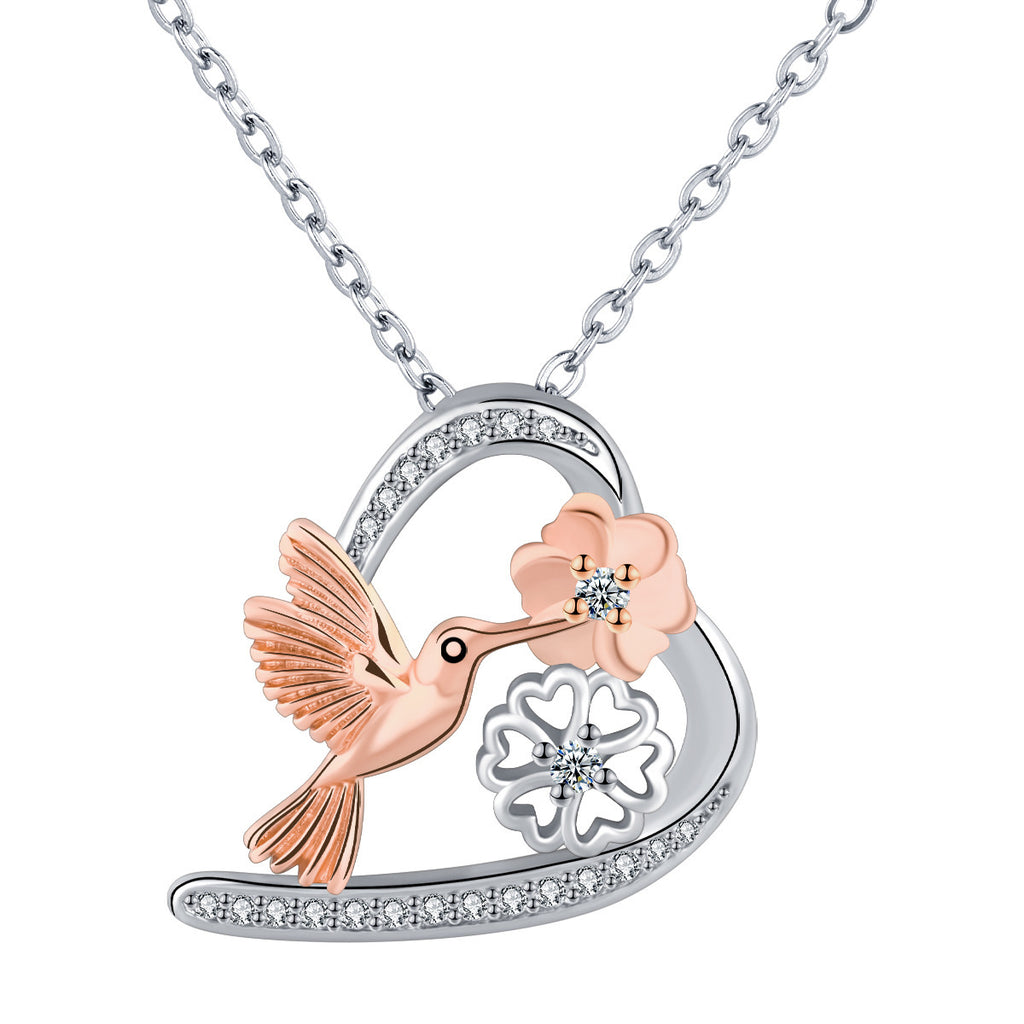 European And American Style Fresh Chrysanthemum Bird Ornament Love Necklace For Women