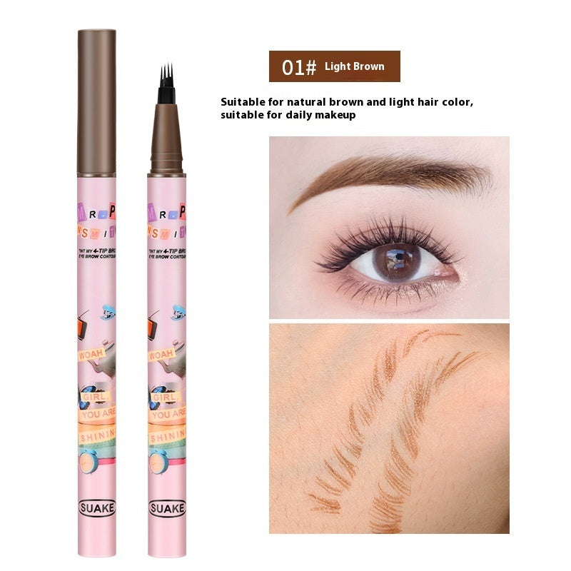 Semi-permanent Four-fork Liquid Water Eyebrow Pencil Waterproof