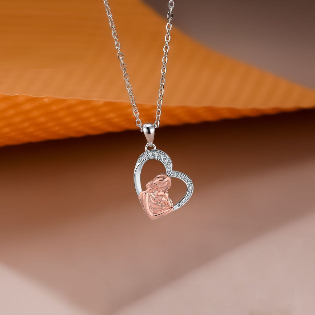 My Heart-shaped Necklace In My Mother's Arms Is A Gift For My Mother