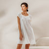 Autumn White Breathable Cotton Lace Nightdress