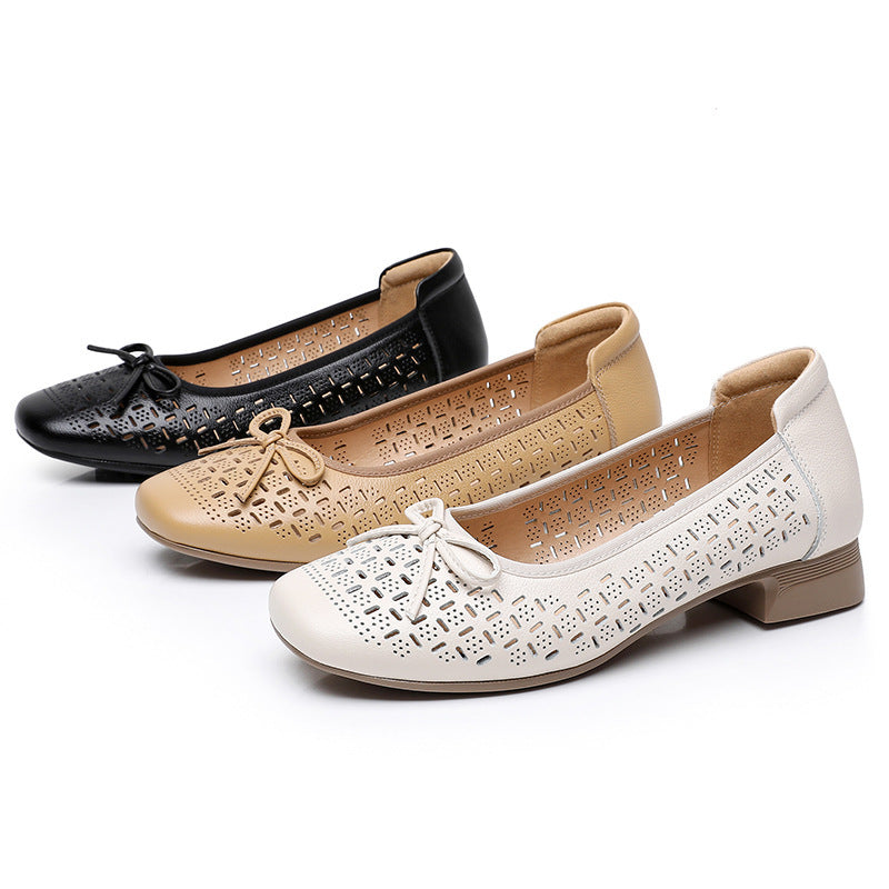 Summer Genuine Leather Breathable Low-cut Women's Shoes