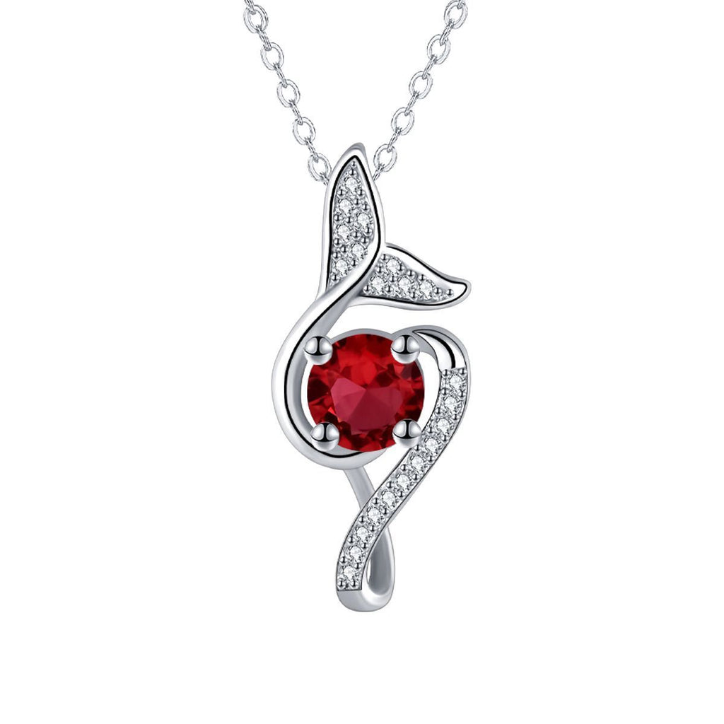 Fishtail Loving Heart Zircon Pendant Necklace Fashion Simple