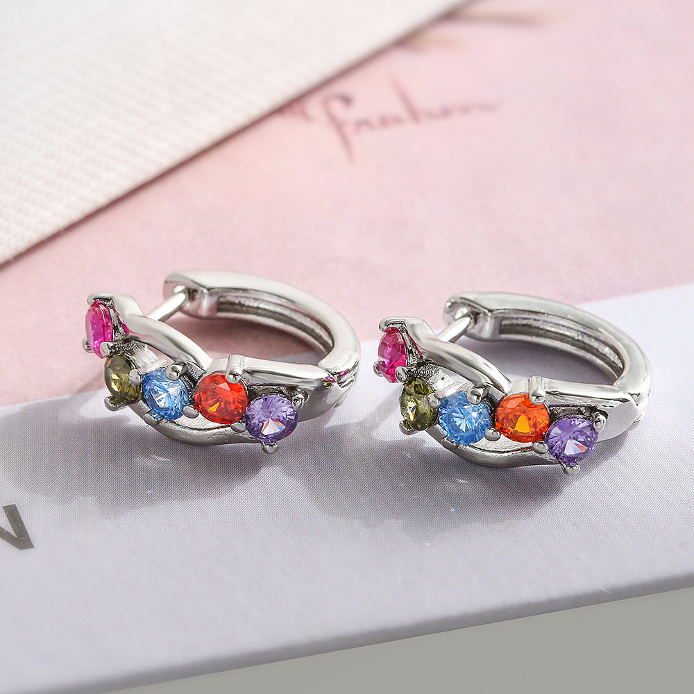 18K Gold Zircon Vintage Circle Earrings Female Special Interest Light Luxury
