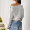 Letter Print Diagonal Collar Short Navel Women's Top