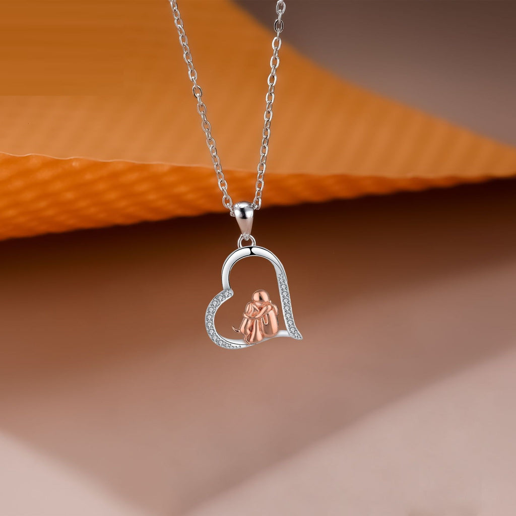 Love Guardian Pendant Girl And Dog Necklace