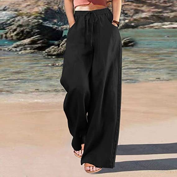 Loose Cotton And Linen Wide Leg Pants