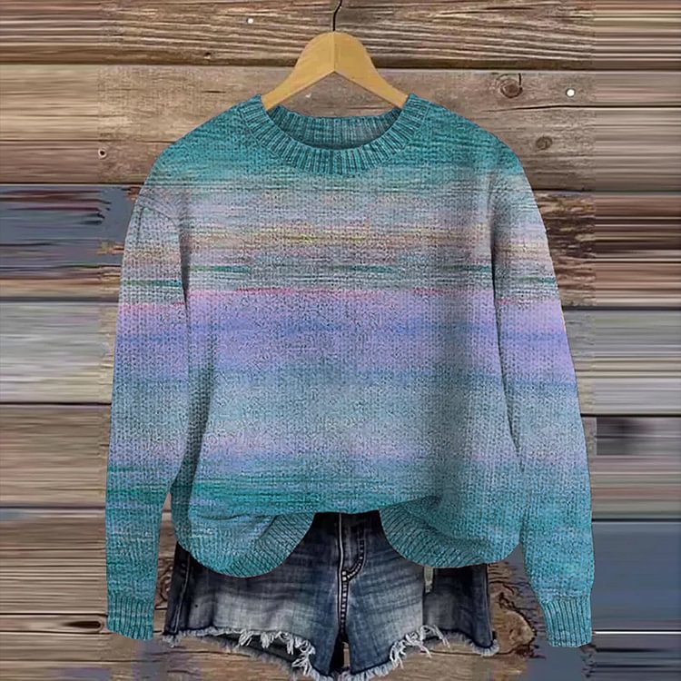Women's Printed Wear Crew Neck Casual Sweater