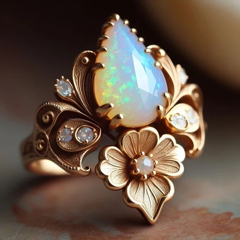 High-grade Mild Luxury Retro Court Inlaid Ring