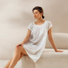 Autumn White Breathable Cotton Lace Nightdress