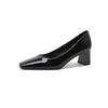 Classic Style High Heel Patent Leather Square Toe Light Luxury French Shoes