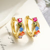 18K Gold Zircon Vintage Circle Earrings Female Special Interest Light Luxury