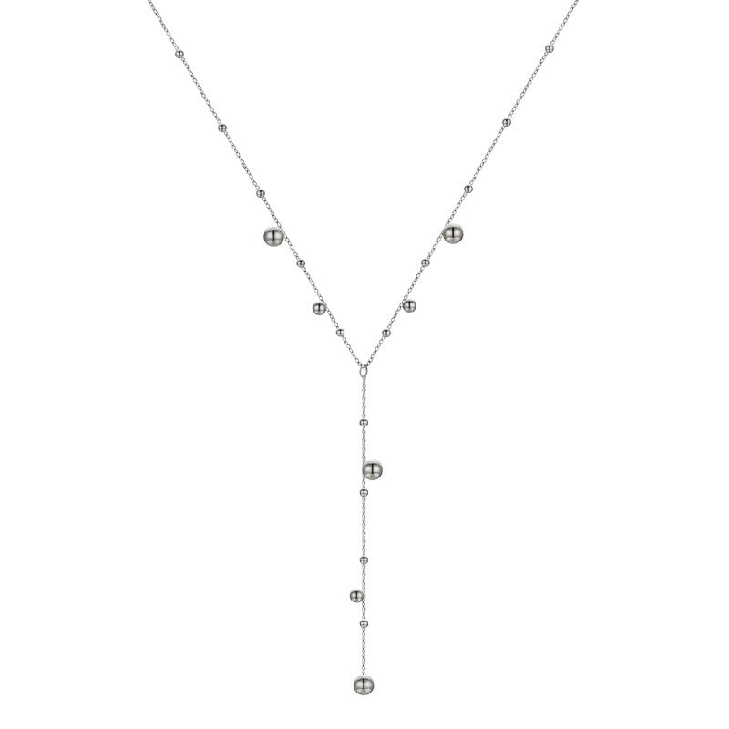 S925 Sterling Silver Beanie Tassel Long Flow Necklace
