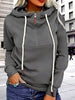 INAWLY Split Collar Zip-Up Hoodie Sweatshirt