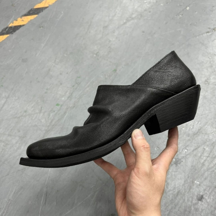 Black Retro Unisex Small Leather Shoes With Height Increase