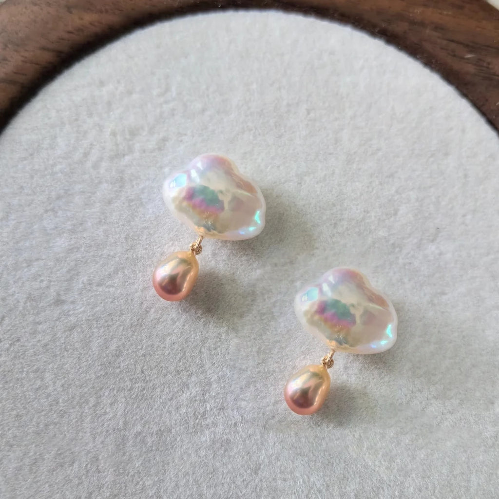 Clouds Shaped Freshwater Pearl Ear Studs